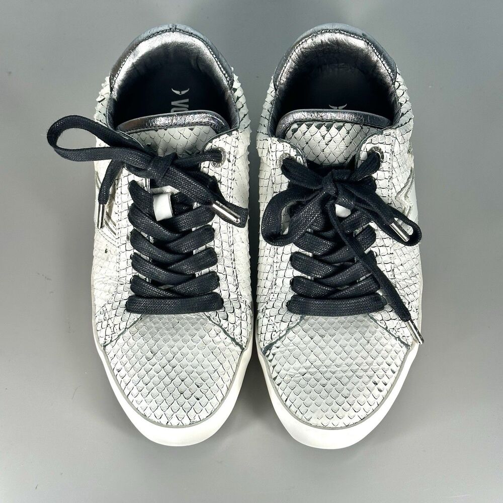 ZADIG & VOLTAIRE Neo Keith Snakeskin Embossed Leather Sneakers White Size 37 - Picture 3 of 16